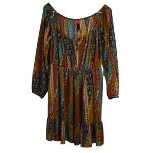 Pure Energy Dress 2X Womens Printed Boho Hippie Renaissance Long Sleeve